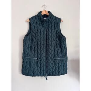 Coldwater Creek Chevron Quilted Vest Size Large Hunter Green